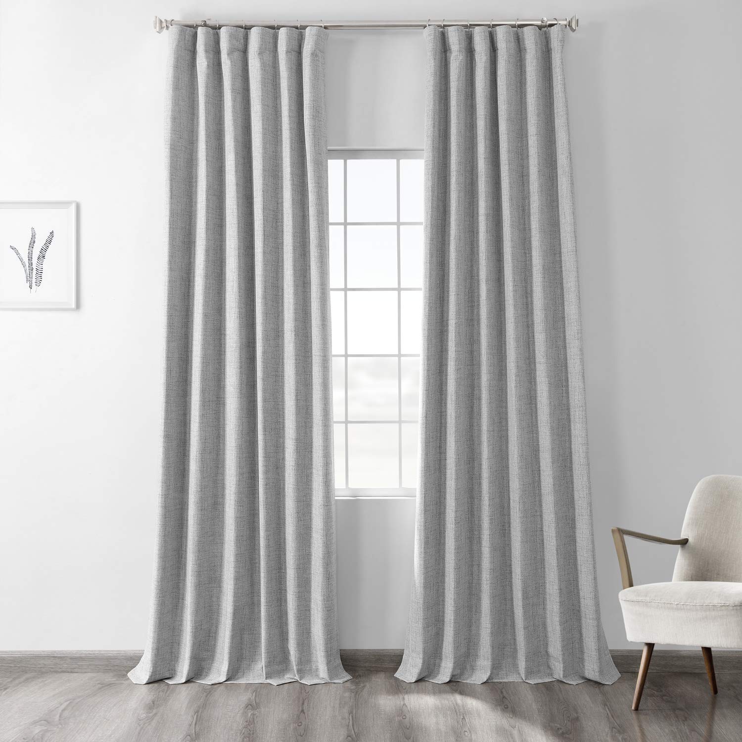 HPD Half Price Drapes Grommet Blackout Curtains for Bedroom Thermal Cross Linen 50 X 84 (1 Panel), FLCW-CBO1911-84-GR, Millennial Grey