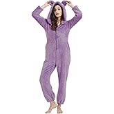 PEHMEA Women's Onesie Pajamas Sherpa Plush Hooded Romper Cozy Winter Sleepwear Holiday Party One Piece PJs for Adults, Teens