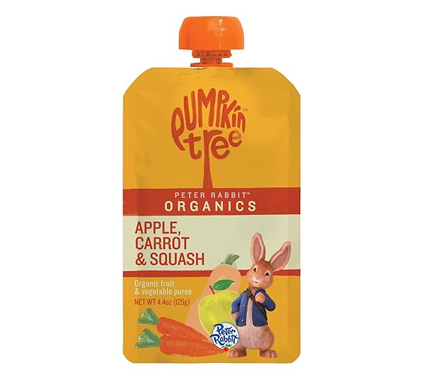 PUMPKIN TREE PETER RABBIT ORGANICS APPLE, CARROT AND SQUASH PUREE, 4.4 OUNCE (PACK OF 10)
