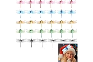 30 PCS Dragonfly Hat Clip for Bugs,5 Colors Dragonflies Hat Clip Natural & Organic Concept Deer and Horse Fly Repellent,Drago