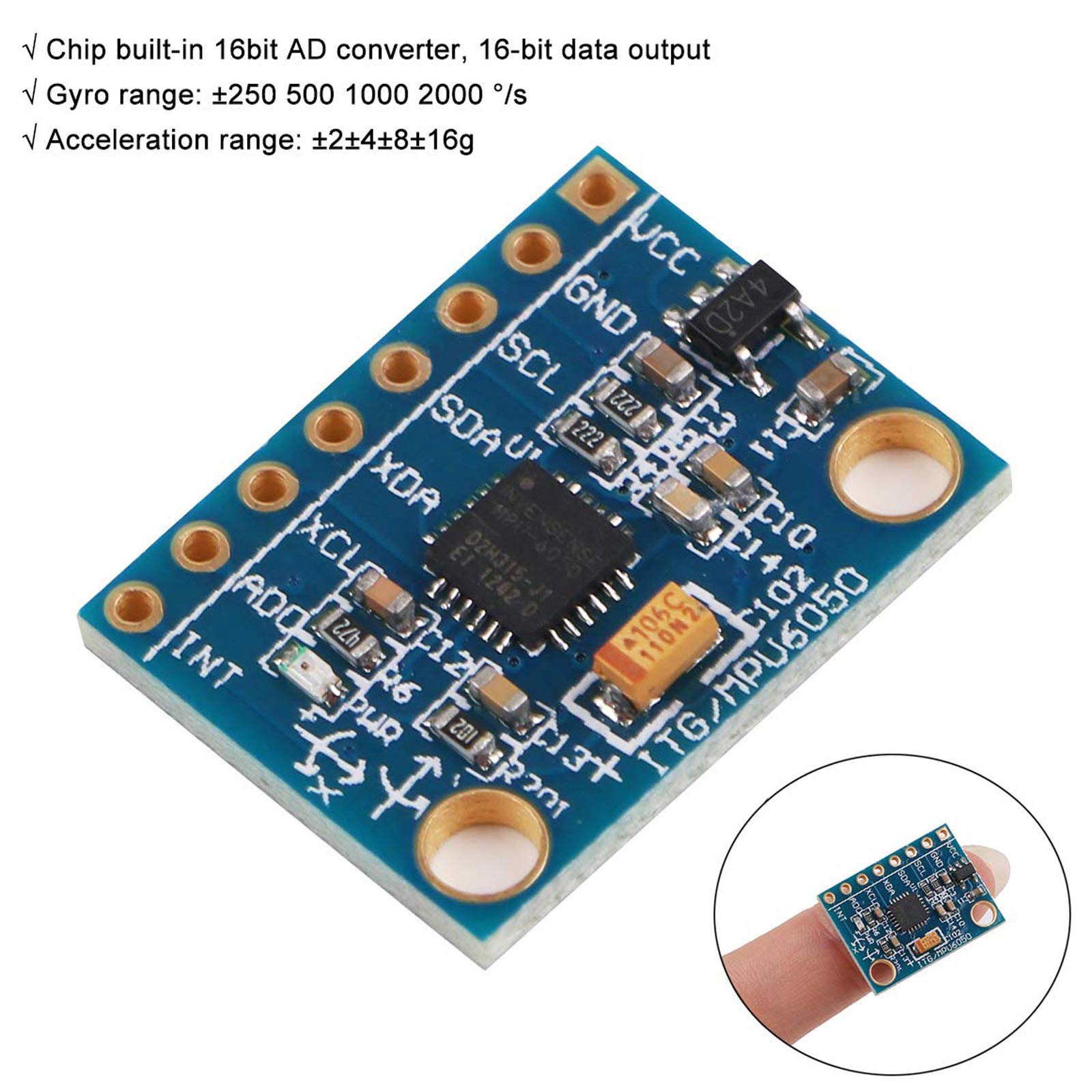 Gy-521 MPU-6050 MPU6050 Module 3 Axis Analog Gyro Sensors+ 3 Axis ...