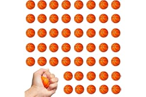 WELLVO Basketballs Party Favors 36 Pack Mini Basketball Stress Balls Relief Toys Foam Sports Balls for Kids Goodie Bag Stuffers Classroom Prizes Football Party Decorations(1.6 inch)