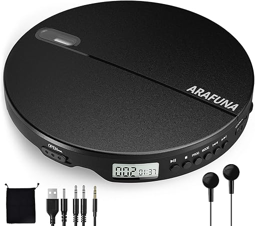 Amazon Co Jp Cdウォークマン イヤホン付きディスクマンcd プレーヤー イヤホン付きコントローラーusbケーブル Arafunaアップグレードバージョンのショックプルーフおよびジャンププルーフポータブルcdプレーヤー コンパクトで軽量なデザインで および子供の言語学習