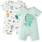 NZRVAWS Newborn Baby Boy Clothes Infant Romper 2-Pack outfit Cute Pattern Essential Short Sleeve Summer Spring Clothing 0-24M