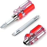 2 Pack Stubby Screwdriver Phillips Head and Short Flat Head Dual-use Screwdrivers with Magnetic Tip, Portable Small Short Phillips Screwdriver for Tight Spaces
