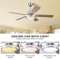 BOOMJOY 52 Inch Ceiling Fans with Lights and Remote