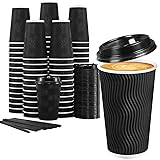 Lamosi 16 oz Coffee Cups with Lids, 60 Pack