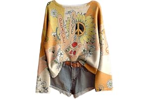 Long Sleeve Bohemian Tops for Women Casual Loose Crewneck Boho Floral Tunic Tops Vintage Fall Flower Blouses