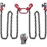 G80 Shipping Container Loading Chain 1/2" x 5', for 20ft/ 40ft | Heavy Duty Alloy Steel, 8800 Lbs, Rust Proof, Dual Safety Hooks, Hot Dip Galvanized V-Chain for Trailers, Heavy Cargo
