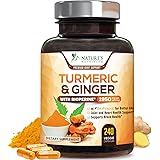 Turmeric Curcumin with BioPerine & Ginger 95% Standardized Curcuminoids 1950mg Black Pepper for Max Absorption Joint Support,