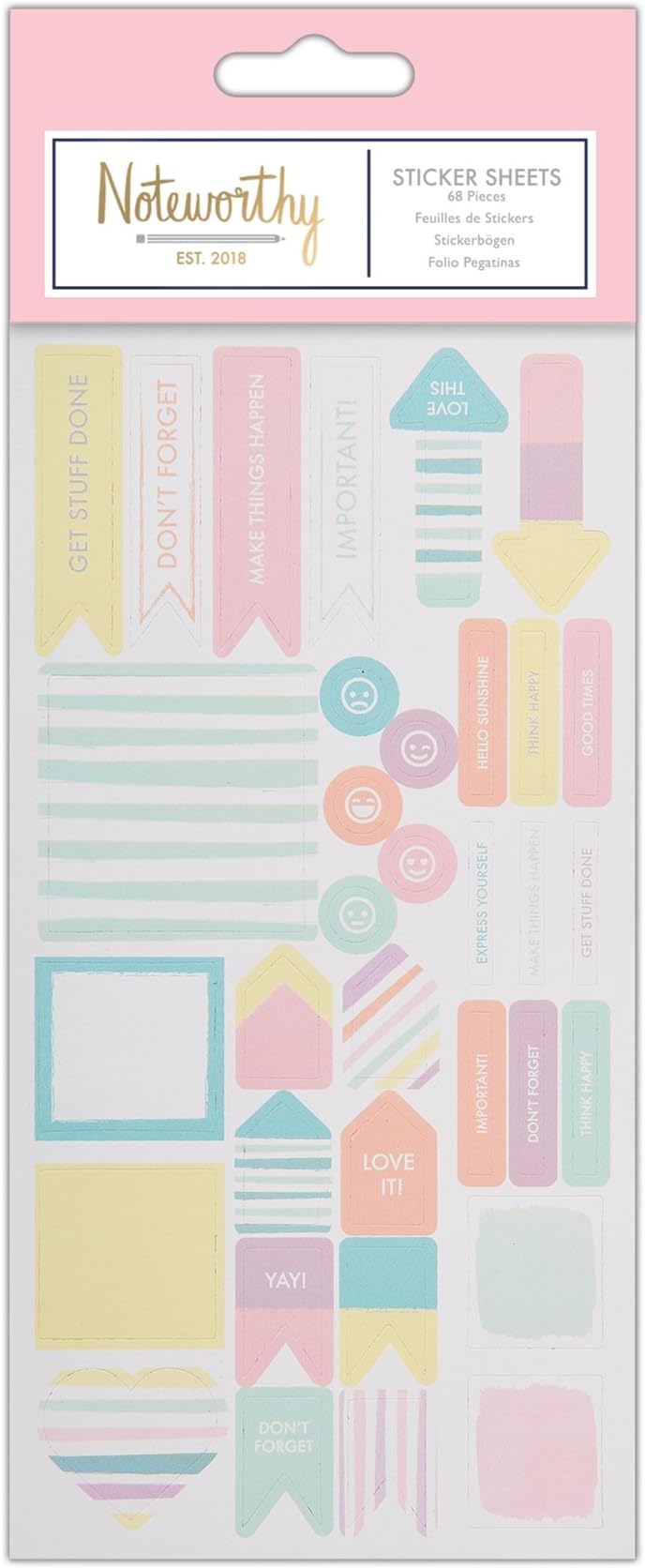 Noteworthy Pastel Hues - Sticker Sheet (68 pieces)