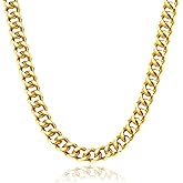 WomenGifts Cuban Link Chain Necklace for Women Men, Waterproof Stainless Steel 14K Gold Silver Plated Non Tarnish Choker, 3.5mm-11mm Widths form Dainty to Chunky, 14 16 18 Inch Lengths, Ideal Gift for Layering Stacking