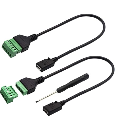 WMYCONGCONG 2 Unids Micro USB Tornillo Bloque De Terminales Conector Micro USB 2.0 Macho A 5 Pin Hembra Tornillo Terminales De Tornillo Tipo Enchufable Adaptador Cable Conector 11.8 In