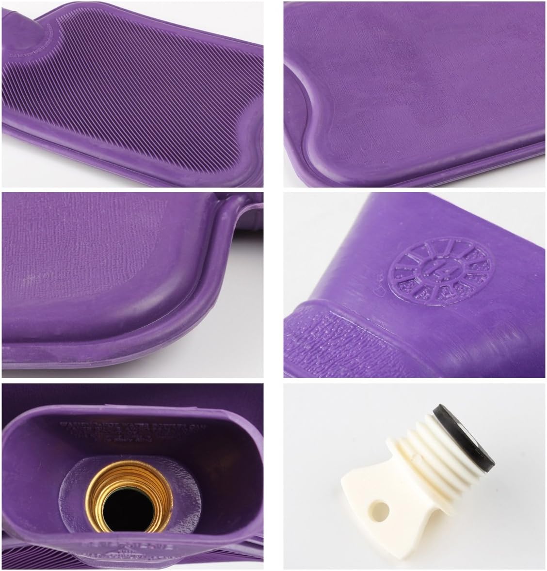 2 Liter Premium Classic Rubber Hot Water Bottle w/Cute Knit Cover (2 Liter, Purple/Snowflake): Health & Personal Care