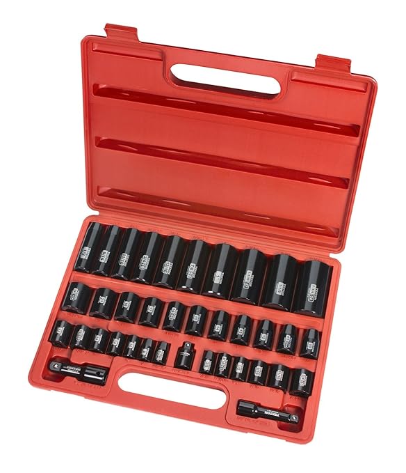 TEKTON 3/8Inch and 1/2Inch Drive Impact Socket Set, Inch/Metric, CrV