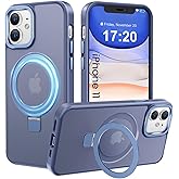 PuyaTeya Compatible with iPhone 11 Case with Magnetic Ring Stand, Military Drop Protection, Anti-Scratch/Anti-Fingerprint Translucent Matte Phone Case for iPhone 11 (Light Blue)