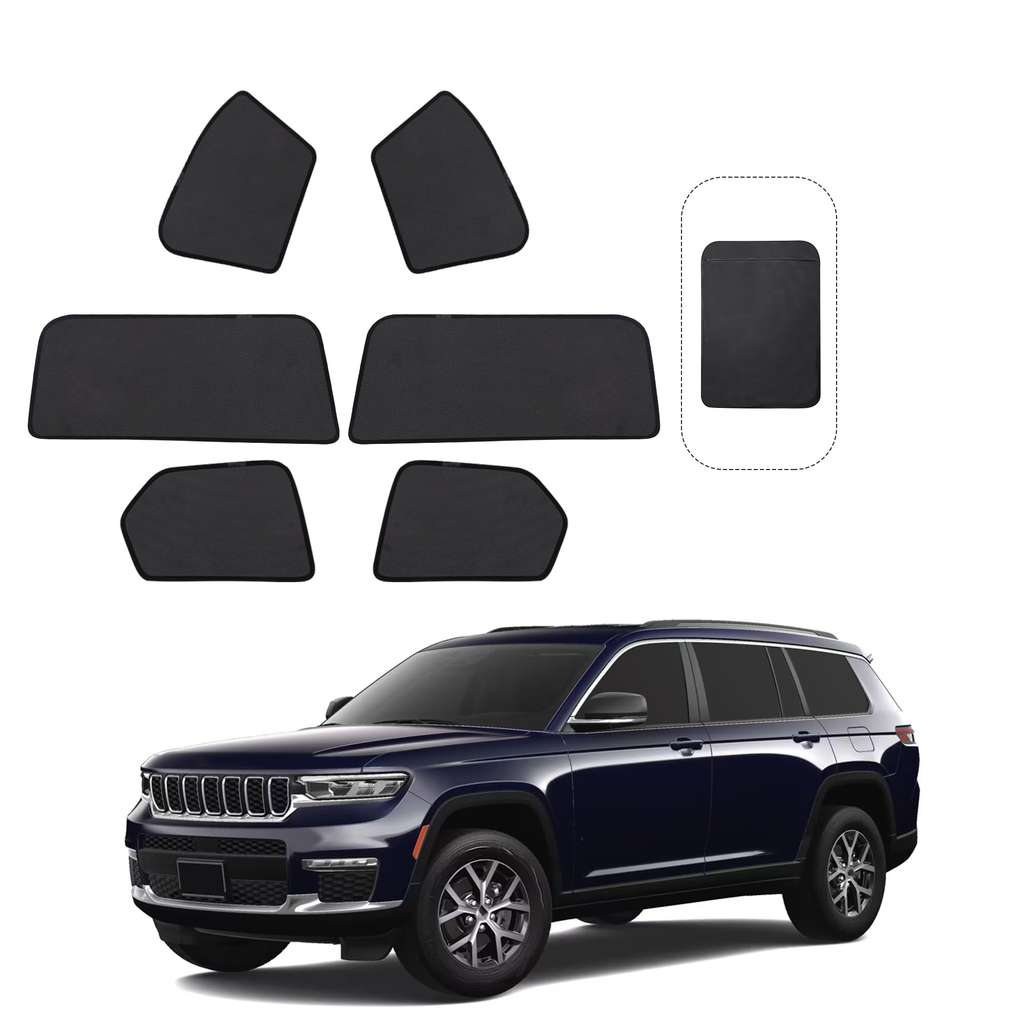 Photo 1 of Fannyc Front Side Half Window Shade Foldable Custom Fit for 2021-2024 Je-ep Grand Cherokee L Car Window Shades for Side Window Sun Shade UV Protection Heat Insulation for Camping Sleeping 6PCS