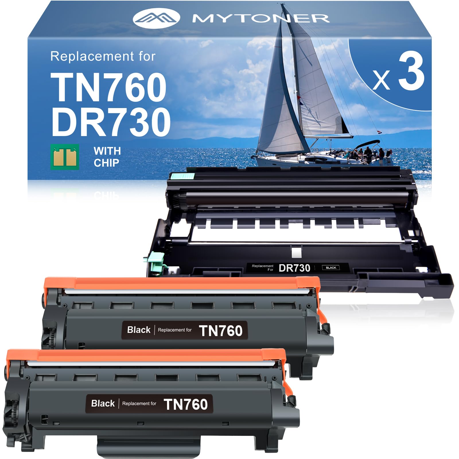 Photo 1 of MYTONER Compatible Toner Cartridges Replacement for Brother TN760 TN-760 DR730 Drum Unit TN730 TN-730 for MFC-L2750DW MFC-L2690DW MFC-L2710DW MFC-L2717DW HL-L2350DW Printer (2 Packs Toner, 1 Drum)