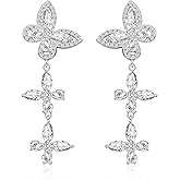 Awinesn Clip on Earrings for Women 925 Sterling Silver Plated Cubic Zirconia Long Tassel Dangle Drop Earrings Non Pierced Earrings for Women Jewelry Gifts Wedding Party