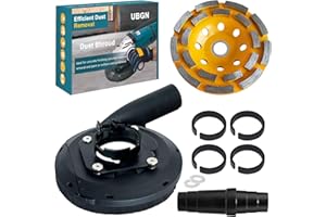 UBGN Dust Shroud for Angle Grinder 4.5 inch and 5 inch + Diamond Grinding Cup Wheel 4.5 Inch, Grinder Dust Shroud with 4 Sizi