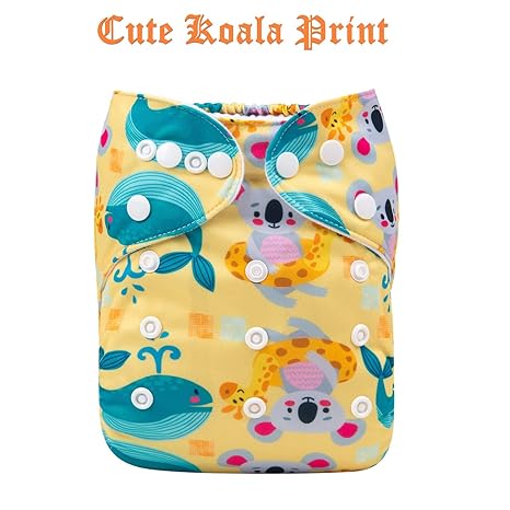 Alvababy Elastic Microseude Pocket Diaper with 5 Layered Charcoal Bamboo Insert (Design - 3)