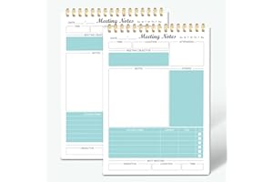 Regolden-Book 2 Pack Meeting Notes Notepad for Work, Cover Top Spiral Bound Meeting Notes with Action Items, Project Planner Notebook for Note Taking, Men & Women, 52 Sheets, 8.5 x 5.5