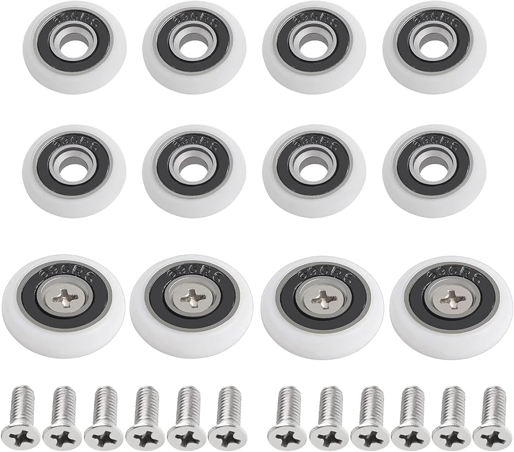 Lemiyoo 12 Sets Shower Door Wheels Rollers Replacement 23mm 25mm Curved Runners