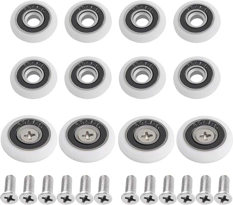Lemiyoo 12 Sets Shower Door Wheels Rollers Replacement 23mm 25mm Curved Runners