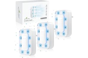 REPBLER Air Ionizers for Home (3 Pack), 10 Times Efficiency Improvement, 99% Odor Eliminator for Pet Odors, Plug In Negative Ion Air Purifiers for Bedroom, Kitchen, Office - Dust, Smoke Smell (White)