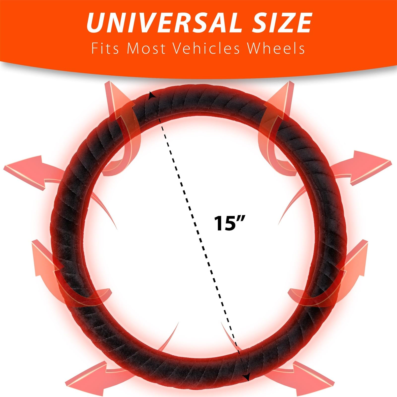 Car Steering Wheel Heated Cover, 2025 New Steering Wheel Heater, 15 Inches 12v Steering Wheel Warmer, Anti-Slip Wheel Protector, Soft Heated Steering Wheel Protective Cover, Car Accessory Decor (A)