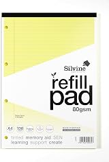 Silvine A4 Yellow Dyslexia Refill Pad 100 Pages Lined with Margin