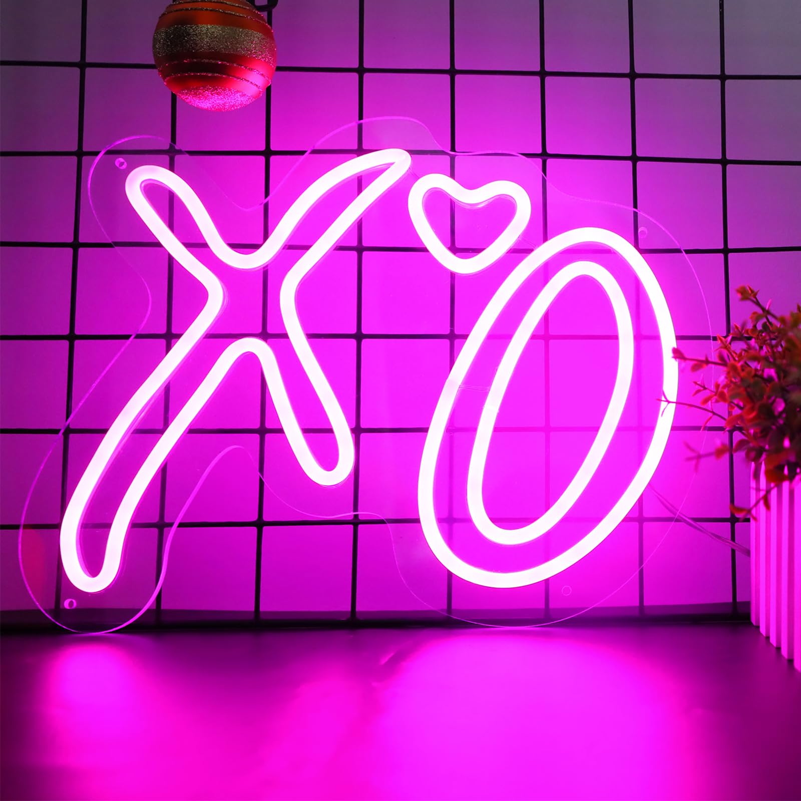 WIOSOUL XO Neon Light Sign for Love Lover Neon Sign Shade with Hooks XO Neon Sign Dimmable Led Sign USB Powered Neon Wall Light for Wedding Backdrop, Home Decor