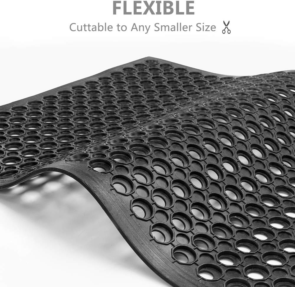 ROVSUN Rubber Floor Mat, 36''x60'' Anti-Fatigue/Non-Slip Drainage Mat, for Industrial Kitchen Restaurant Bar Bathroom, Indoor/Outdoor Cushion: Home & Kitchen