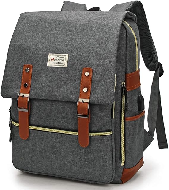 modoker vintage laptop backpack with usb charging port