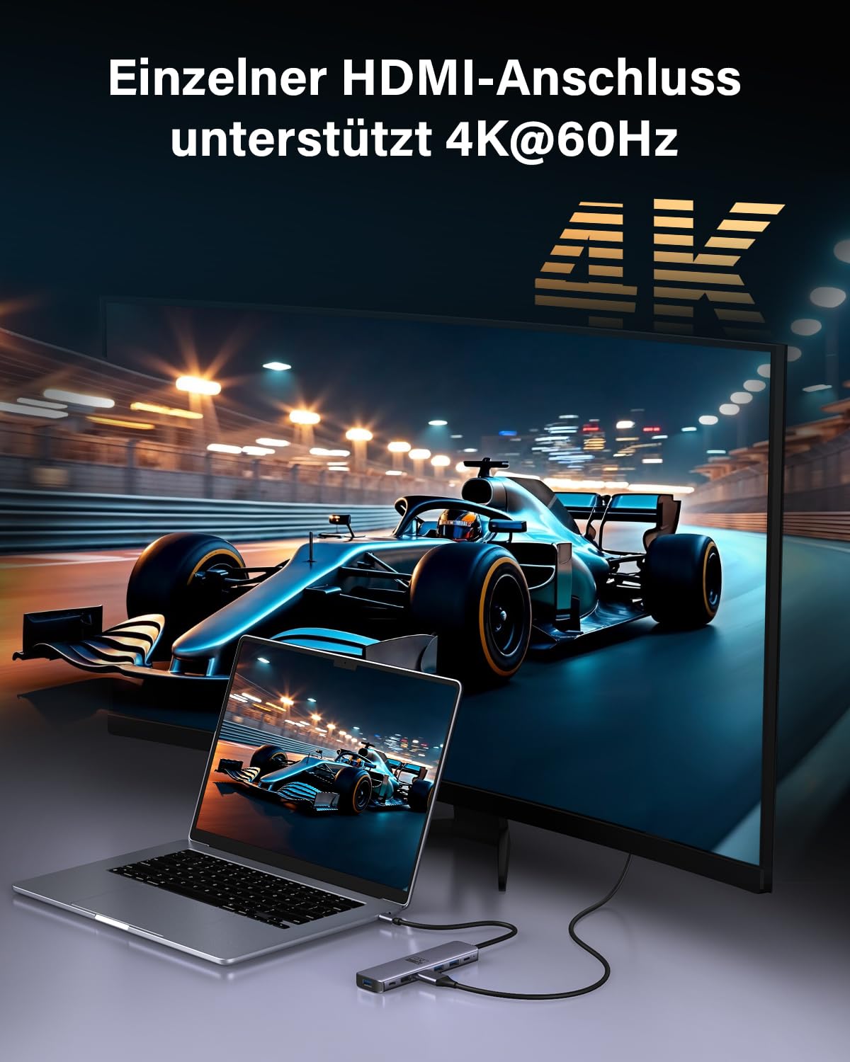 USB C zu Dual HDMI Adapter, Newmight 7-in-1-Dual-Monitor-Dock, 4K@60 Hz, mit 2 HDMI Anschlüssen, kompatibel mit Dell/MacBook/iPhone 15/16/17 und weiteren Geräten 4