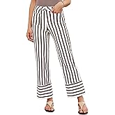 luvamia Striped Jeans for Women Wide Leg High Waisted Trendy Patch Pockets Stretchy Denim Pants Casual Trouser Jeans