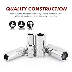 CASOMAN 10PCS 1/4"Drive 6 Pt. Mid-Length Socket