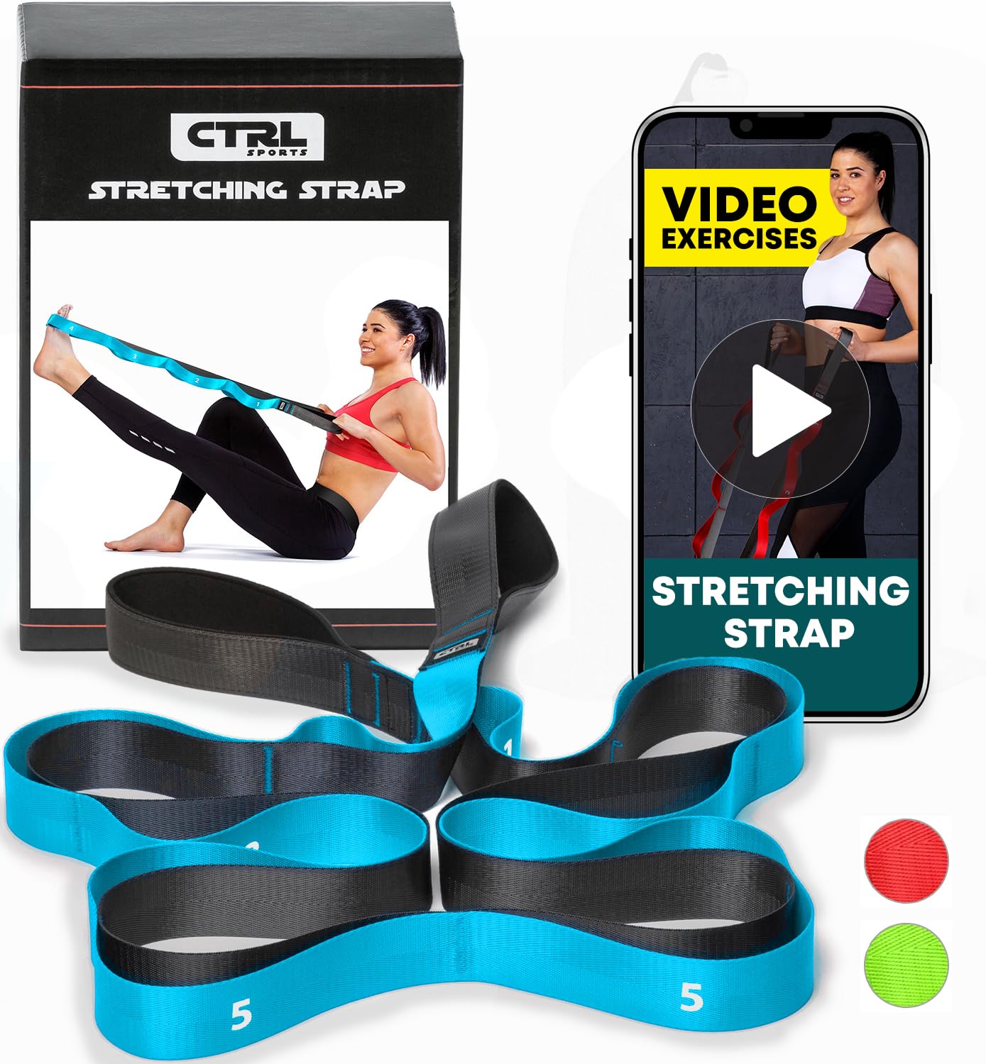 Photo 1 of Stretching Strap with Loops - Non Elastic Stretch Band for Physical Therapy, Yoga Strap for Stretching Equipment, Stretch Bands for Exercise and Flexibility - Fascia, Hamstring & Leg Stretcher Belt