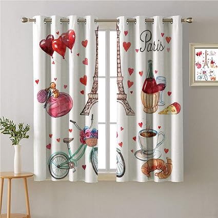 Amazon Com Jinguizi Paris Grommets Curtain For Bedroom Paris