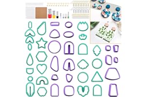 Polymer Clay Cutters for Earring Making - 160pcs Clay Tools Set with Earrings Accessories, 42+8pcs Different Shape Plastic Cl