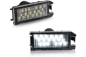 D-Lumina LED License Plate Light Tag Lamp Assembly Compatible with 2013-2019 FIAT 500, Maserati Levante ＆ Dodge Viper, Je-ep Grand Cherokee Compass Patriot, Powered by 18-SMD White 6000K Pack of 2