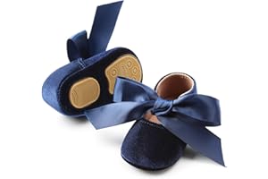 KIDSUN Infant Baby Girls Mary Jane Shoes Non-Slip Rubber Sole Ballet Slippers Princess Dress Wedding Shoes Newborn Crib Shoes First Walkers Shoes