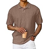 Sailwind Men's Short Sleeve Texture Polo Shirts Casual Summer Classic Collared Golf Shirt