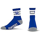 For Bare Feet NCAA mens 5 Stripe Logo Quarter Sock