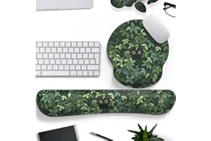 MECHANICAL CATTLE Cute Ergonomic Green Mouse Pad Cat Wrist Support,[ 20% Larger] Wrist Rest Gel Anime Kawaii 3D Green Office Plants Mouse Pads, Keyboards Silicon Wrist Pad,Pain Relief,Game Work Study Home Office.