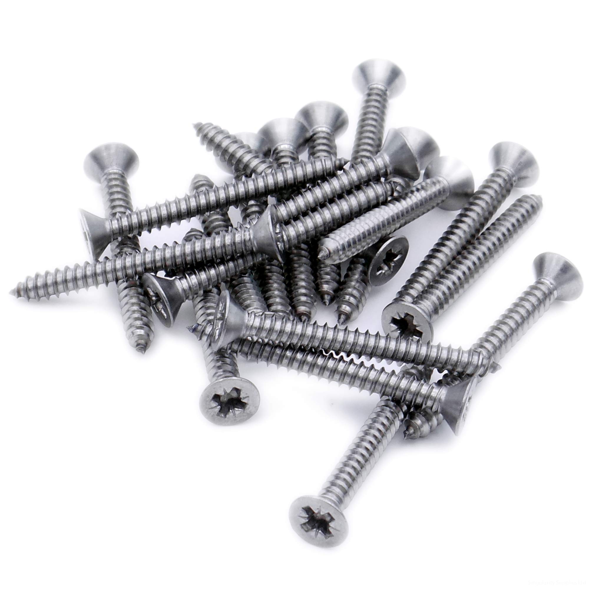 No.6 x 0.3125 (3.5mm x 8mm) Pozi Countersunk Self-Tapping Screw - Stainless Steel (A2) (Pack of 20)