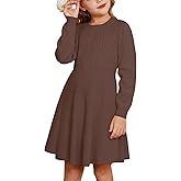 GRACE KARIN Girl Dress Long Sleeve Sweater Ruffle Button Front Knit Casual Fall Winter Dresses for Girls 5-12