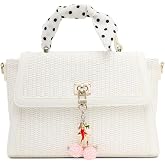 Madden Girl ALEAHS Straw Top Handle Bag, White