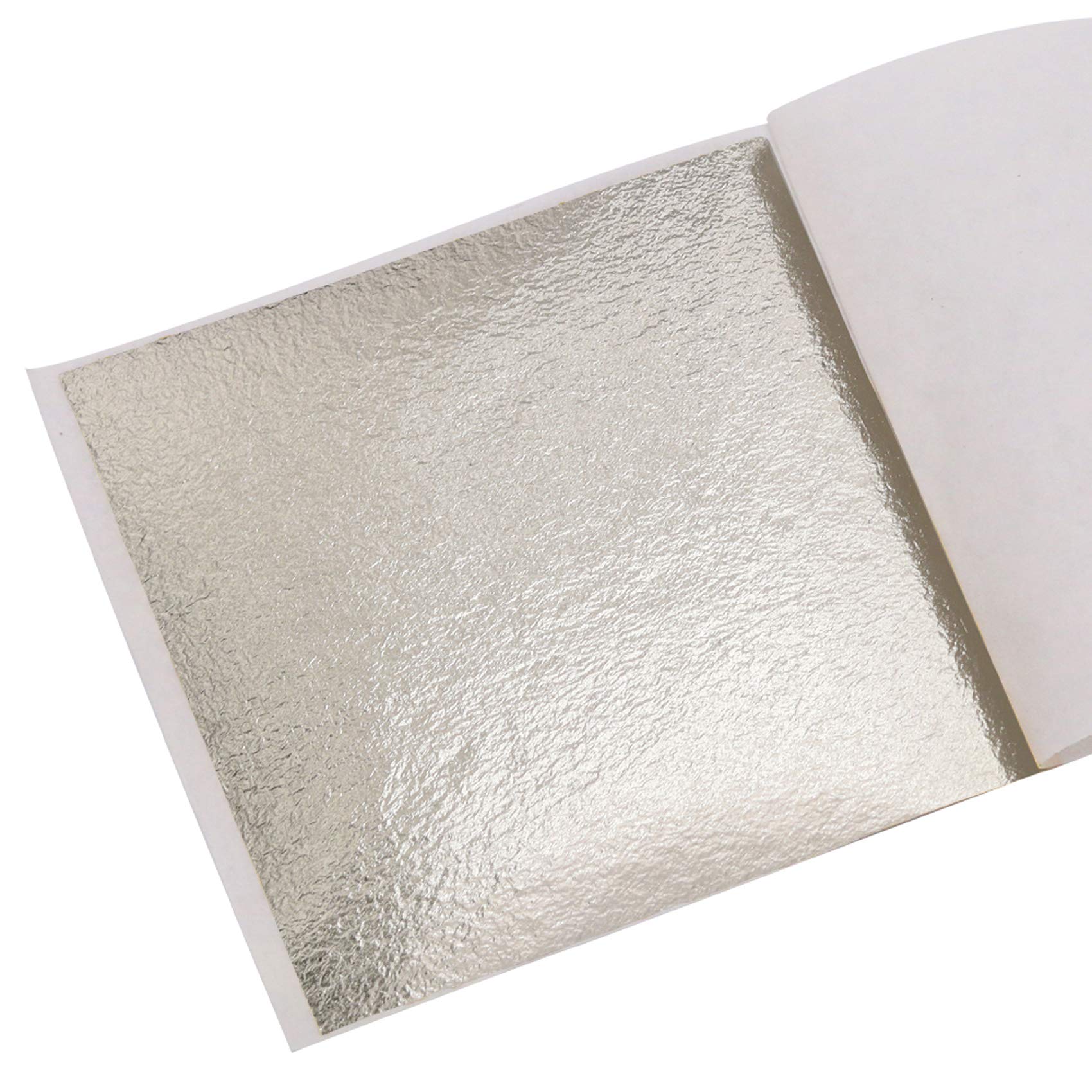 KINNO Silver Leaf Sheets, Antique Silver Leaf Silver Gilding Sheets Silver Leaf Squares for Art and Craft Proejcts,Nail Art,Gilding,Furniture, Makeup,8 x 8.5cm