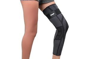 Caspe 2 or 1 Pack Full Leg Compression Sleeve with Strap–Long Length Leg Compression Support for Running, Basketball, Cycling